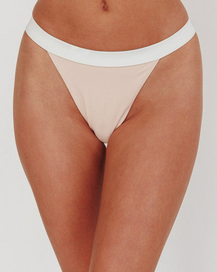 Blush/Off White Contrast Waist Bikini Bottoms