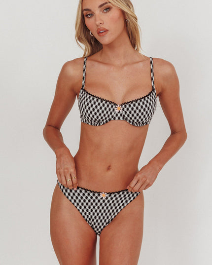 Gingham Rac Trim Bikini Bottom