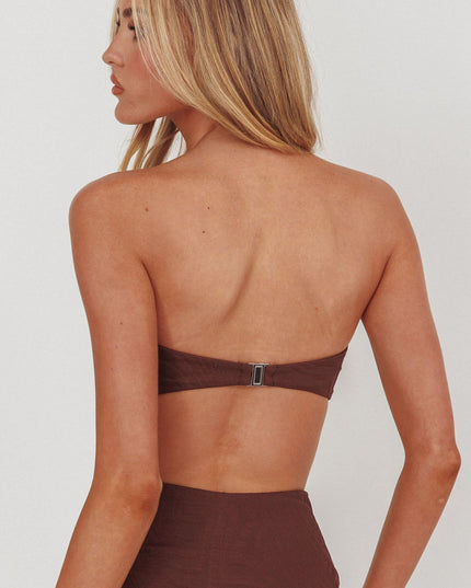 Twist Bandeau Bikini Top Chocolate Texture
