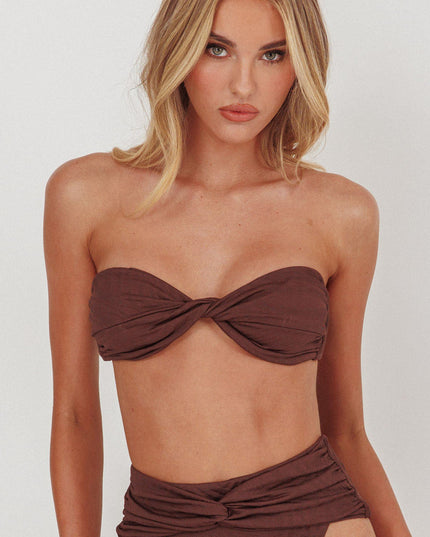Twist Bandeau Bikini Top Chocolate Texture