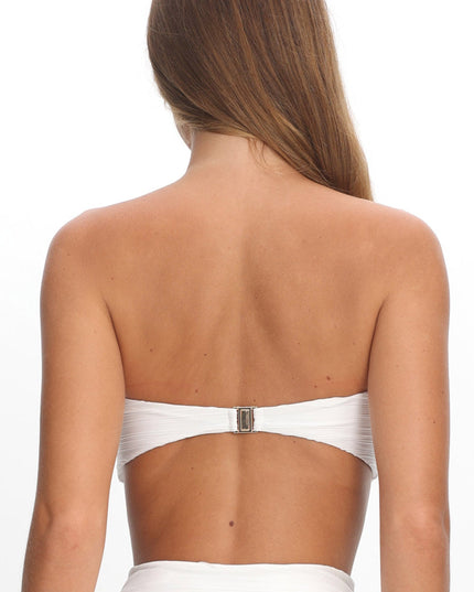Ivory Twist Bandeau Rosette Bikini Top