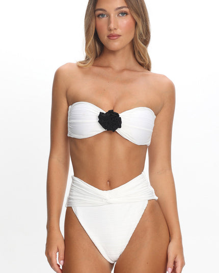 Ivory High Waist Twist Bikini Bottom