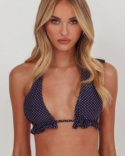 Polka Dot Thick Strap Halter Bikini Top
