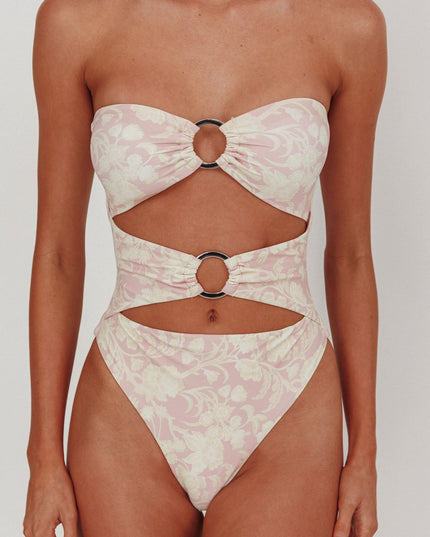 Cut-Out One Piece Swimsuit Print Mix