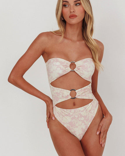 Cut-Out One Piece Swimsuit Print Mix