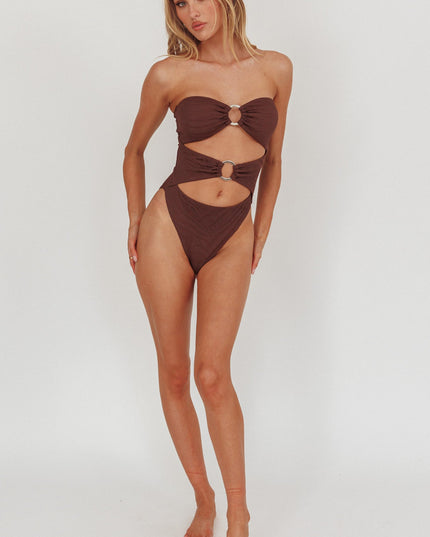 Cut-Out One Piece Swimsuit Chocolate Texture