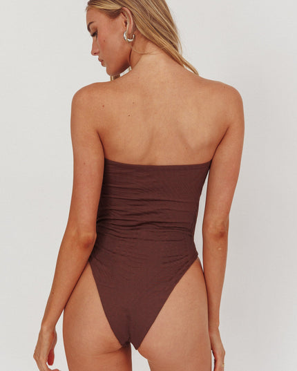 Cut-Out One Piece Swimsuit Chocolate Texture