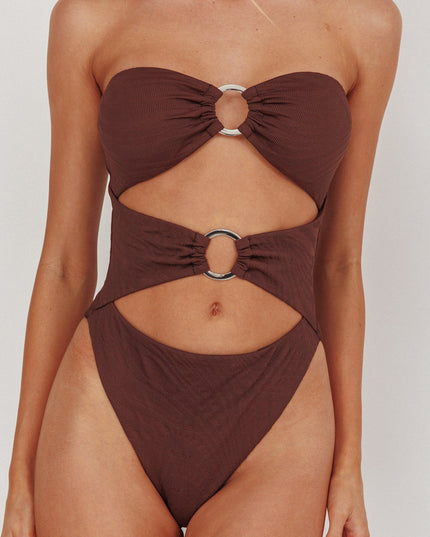 Cut-Out One Piece Swimsuit Chocolate Texture