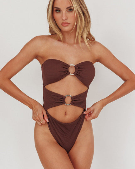 Cut-Out One Piece Swimsuit Chocolate Texture