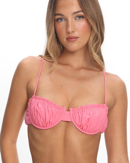Pink Gold Coast Gathered Bust Bikini Top