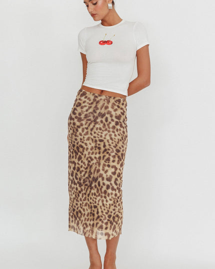 White Cherry Print Baby Tee