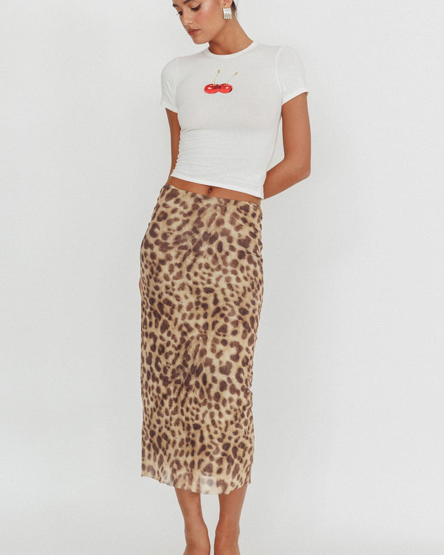 White Cherry Print Baby Tee