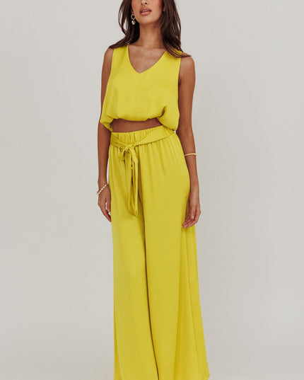 Chartreuse Sleeveless Bubble Hem Top