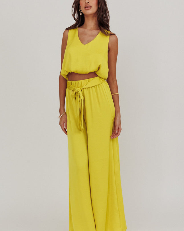 Chartreuse Sleeveless Bubble Hem Top