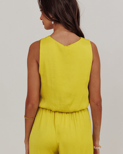 Chartreuse Sleeveless Bubble Hem Top