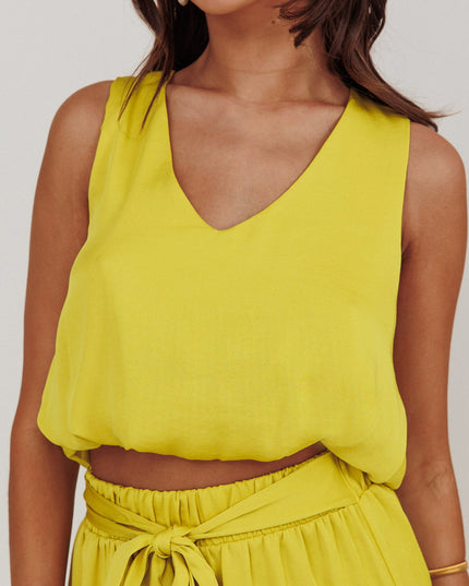 Chartreuse Sleeveless Bubble Hem Top