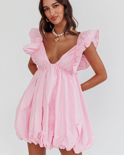 Blush Bubble Hem Mini Dress