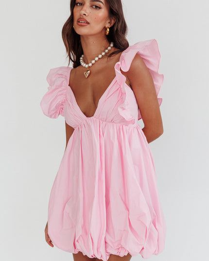 Blush Bubble Hem Mini Dress