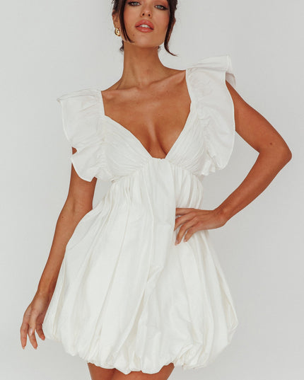 Ivory Bubble Hem Mini Dress