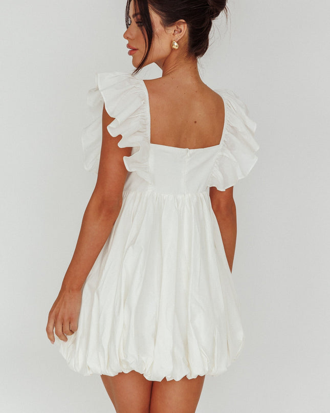 Ivory Bubble Hem Mini Dress