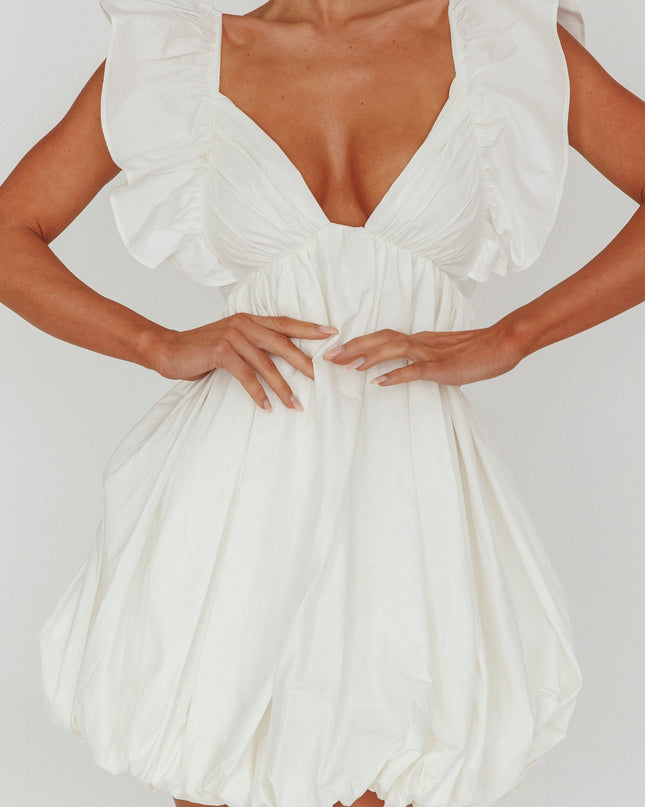 Ivory Bubble Hem Mini Dress