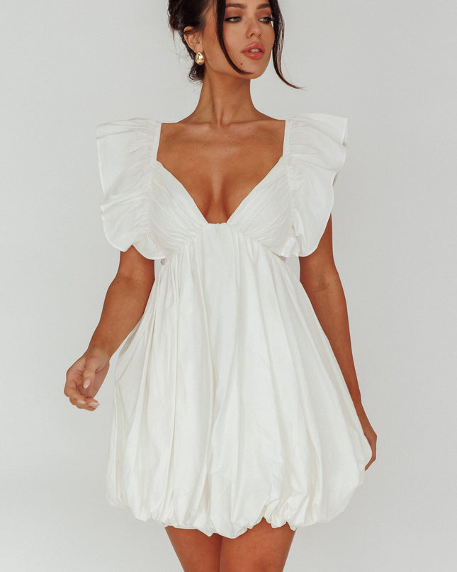 Ivory Bubble Hem Mini Dress