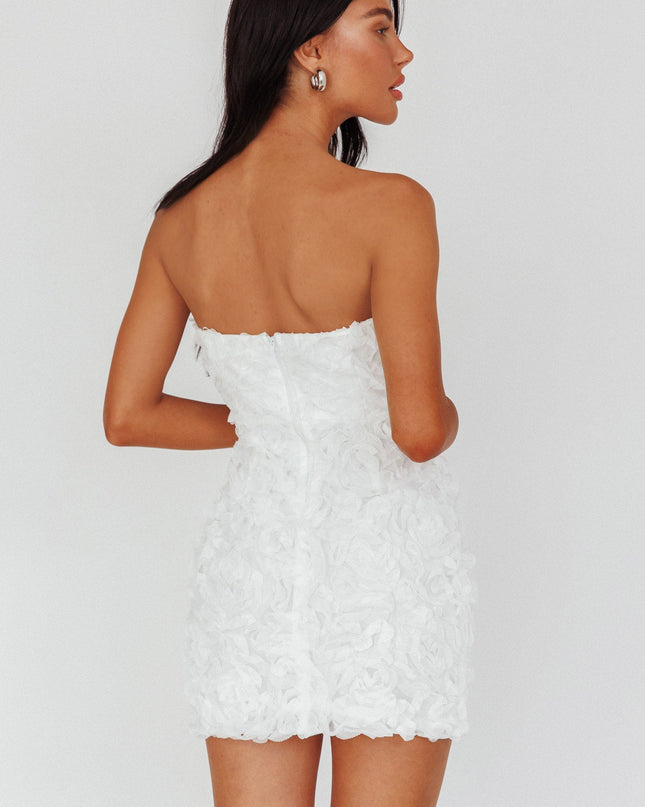Ivory Floral Embellished Mini Dress