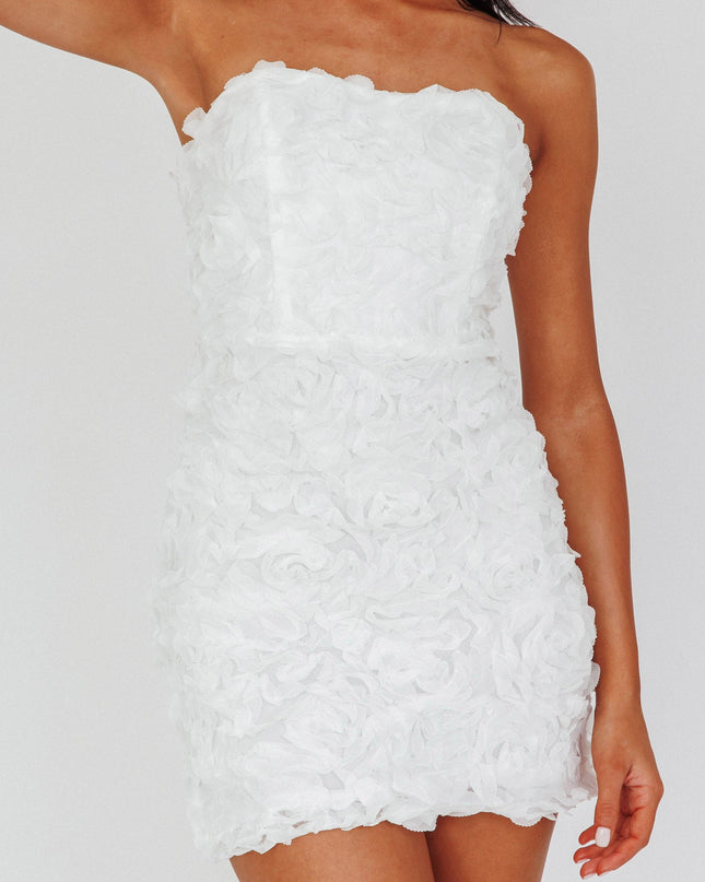 Ivory Floral Embellished Mini Dress