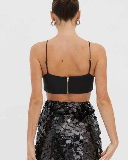 Black Sequin Mini Skirt