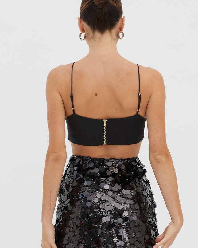 Black Sequin Mini Skirt
