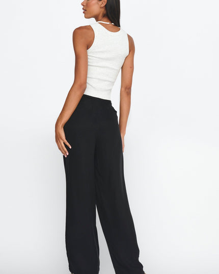 Black Straight Leg Trouser Pants