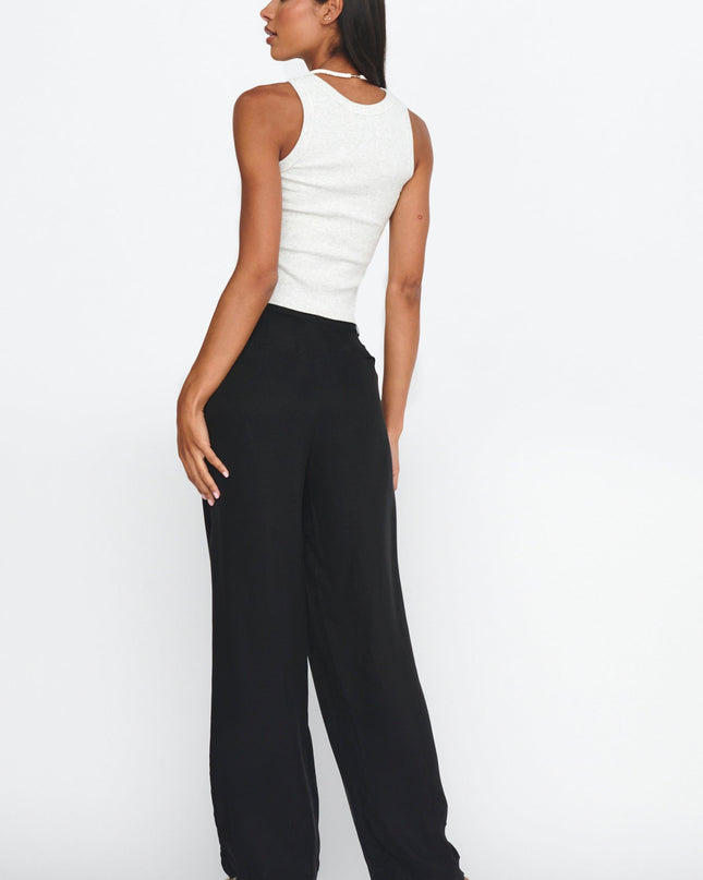Black Straight Leg Trouser Pants