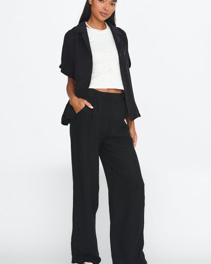 Black Straight Leg Trouser Pants