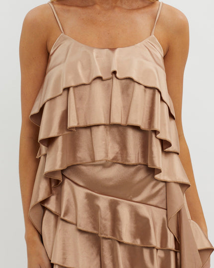Taupe Layered Ruffle Cami Top