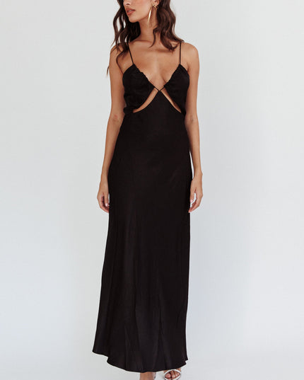 Black Cut-Out String Dress