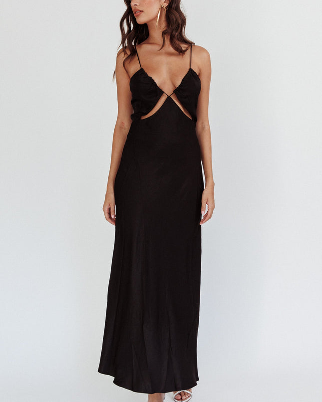 Black Cut-Out String Dress