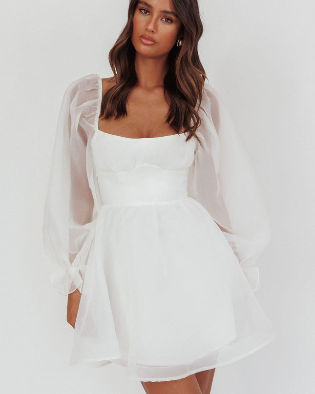 White Sunshine Long Sleeve Mini Dress