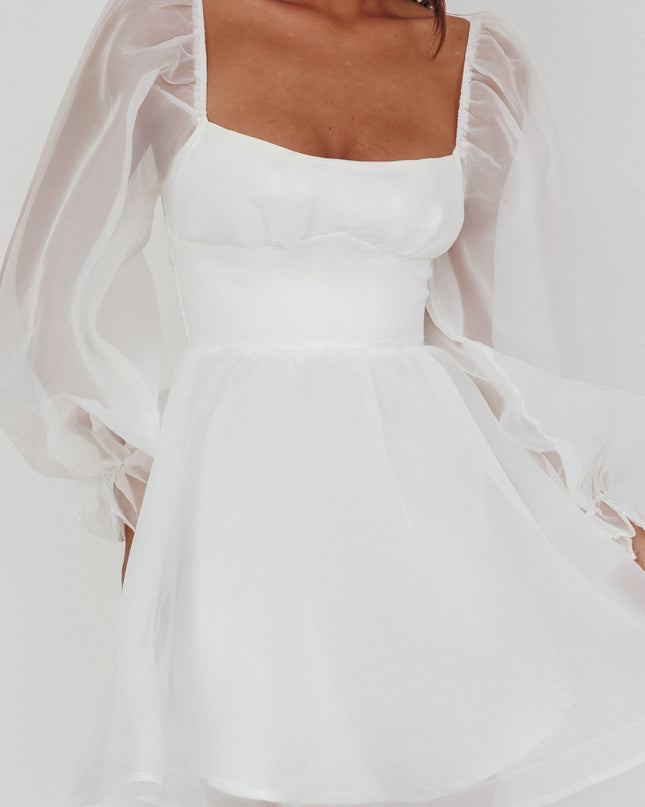 White Sunshine Long Sleeve Mini Dress