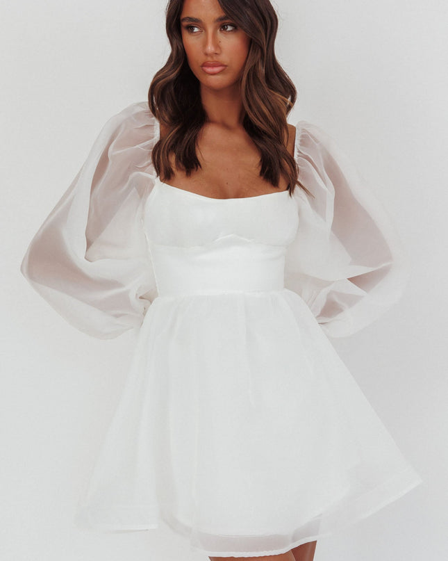 White Sunshine Long Sleeve Mini Dress