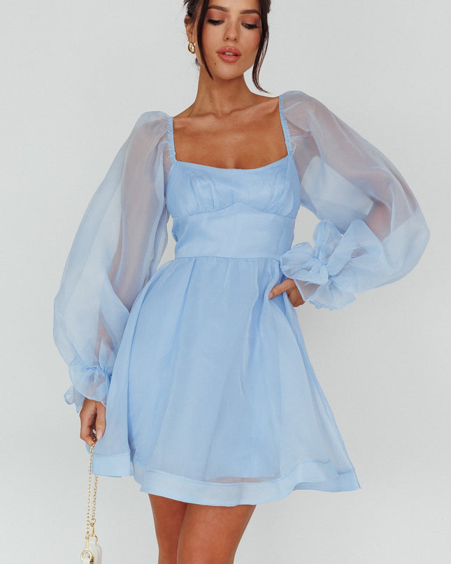 Light Blue Sunshine Long Sleeve Mini Dress
