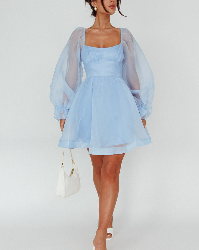 Light Blue Sunshine Long Sleeve Mini Dress