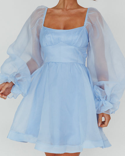 Light Blue Sunshine Long Sleeve Mini Dress