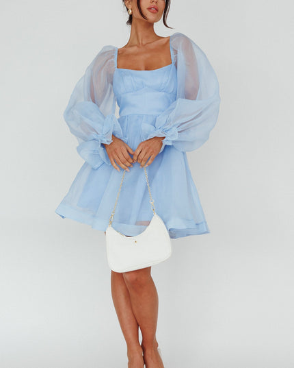 Light Blue Sunshine Long Sleeve Mini Dress