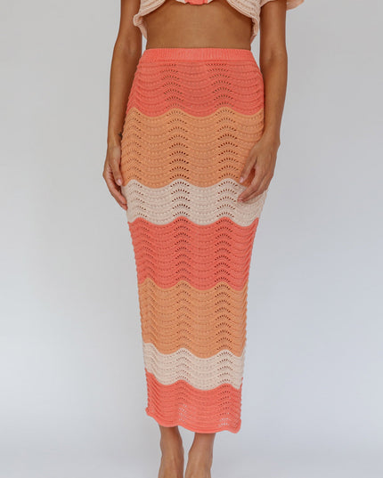 Tangerine Knit Maxi Skirt