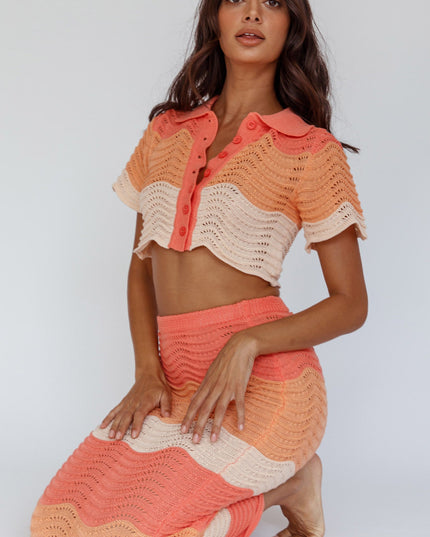 Tangerine Knit Maxi Skirt
