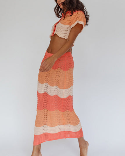 Tangerine Knit Maxi Skirt