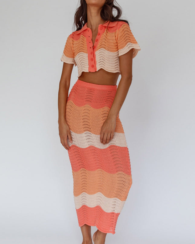 Tangerine Knit Maxi Skirt