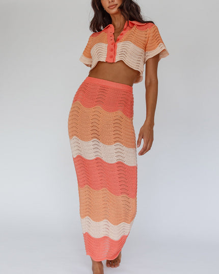 Tangerine Knit Maxi Skirt