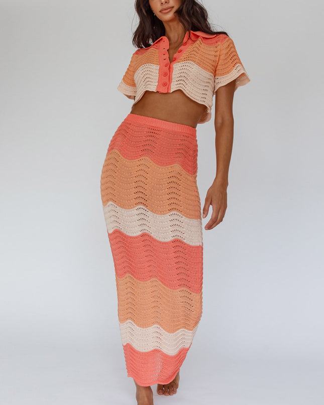 Tangerine Knit Maxi Skirt