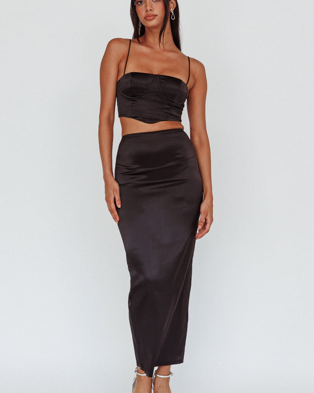 Black Satin Crop Top